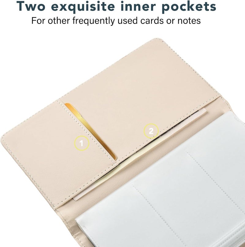 DMFLY Leather Professional Business Card Holder Organizer Book - 300 Card Capacity Premium PU Folder with Soft Cover, Name Card Credit Cards Binder for Men/Women, Desert Leaf - Image 5